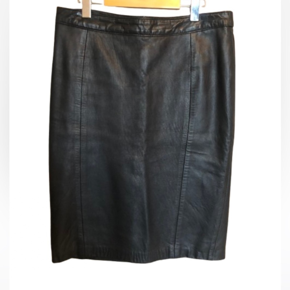 Vintage Black Leather Buttery Soft Skirt Size 12